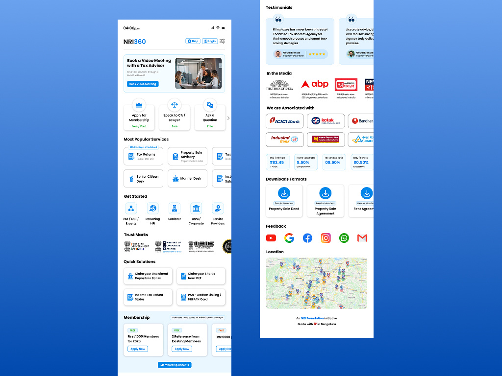 Mobile First Website For NRI Tax app branding design ui ux