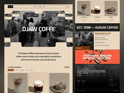 Landing Page Coffee Website — Djauw Caffee branding coffee graphic design landing page traditional coffee ui website