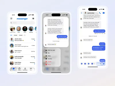 Messenger App - UI Redesign Concept for iOS app app design chat chat app clean design ios liquid glass message messaging app messaging app design messenger app mobile design modern ui ui design uiux user interface design voice chat