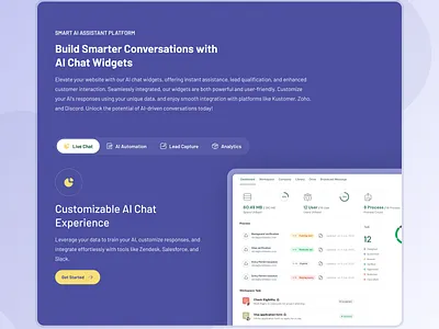 Smart AI Assistant – SaaS Landing Page UI ai chatbot dashboard design landingpage productdesign saas startup ui ui design ux ux design websdesign