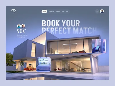Real Estate Website apartment booking design home search house rental landing page luxury property modern ui modern website property booking property listing property marketplace real estate real estate platform service smart home ui design web web design web ui website