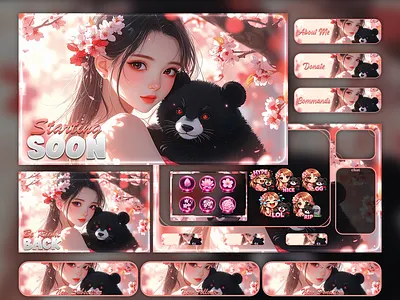Sakura Panda Animated Stream Overlay Pack | Twitch Overlay animated stream pack facecam frame gaming overlay just chatting overlay kick overlay live stream design obs overlay panda overlay panda twitch overlay sakura overlay sakura twitch overlay starting soon screen stream package stream panels stream screens streamlabs overlay twitch overlay twitch stream pack vtuber overlay youtube overlay