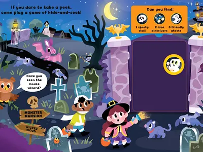 spooky search-and-find adventure book cute halloween illustrator kidlit kids monsters search and find spooky