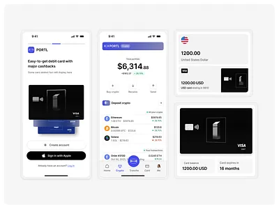 PORTL — Digital Wallet & Crypto app agency app banking crypto fintech ios iphone mobile app ui wallet