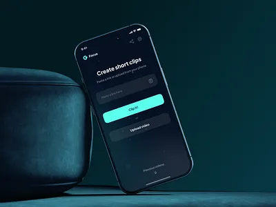 Focus — Video Clipping Tool ai app app design clean clip content dark figma home interface ios iphone minimal mobile mobile app design product design tool ui ux video
