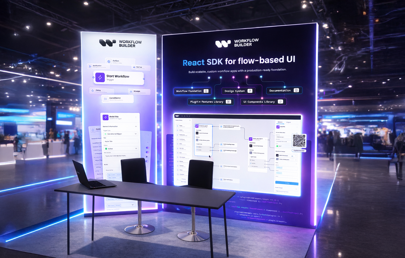 React Flow Conference Booth Lightboxes branding conference booth developer tools devtools exhibition design graphic design interface lightbox node editor product design react saas sdk trade show ui ux visual programming workflow