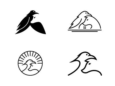 Sunny Crow And Fox Logo abstract fox crow icon animal duo logo clever fox mark clever mascot logo fox and crow emblem minimal animal logo modern wildlife emblem smart crow symbol storytelling logo design sunny crow logo