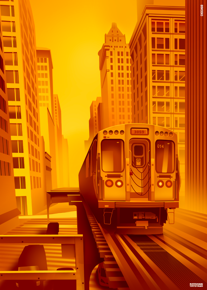 Chicago subway 🟡 🟠 chicago city editorial editorialillustration illustration light poster travel visualdev yellow