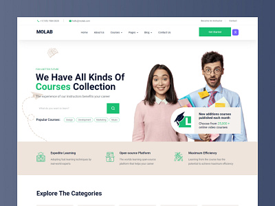 Molab | LMS & Education Moodle Theme coaching creative design education envytheme lms training university webdesign website design