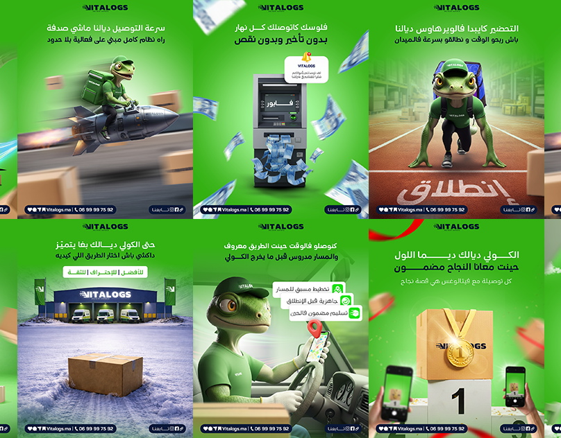 Social Media Design & Character Branding | VITALOGS ad design brand branding character branding character design company ad design delivery design delivery post design graphic design graphic designer livraison design mascot post design posts social media social media design