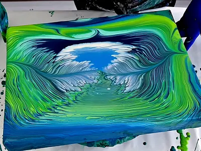 Oasis of Serenity ~ Feathery Acrylic Straight Pour acrylic acrylic paint art branding design illustration paintings pouring tutorial