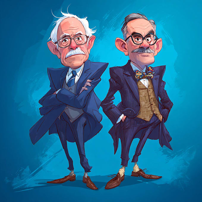 Bespoke Digital Caricatures adobe illustrator bold lines caricature cartoon portrait character design colorful design custom illustration digital art illustration portrait art vector illustration