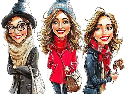 Tailored Caricatures for Unique Identities adobe illustrator bold lines caricature cartoon portrait character design colorful design custom illustration digital art illustration portrait art vector illustration