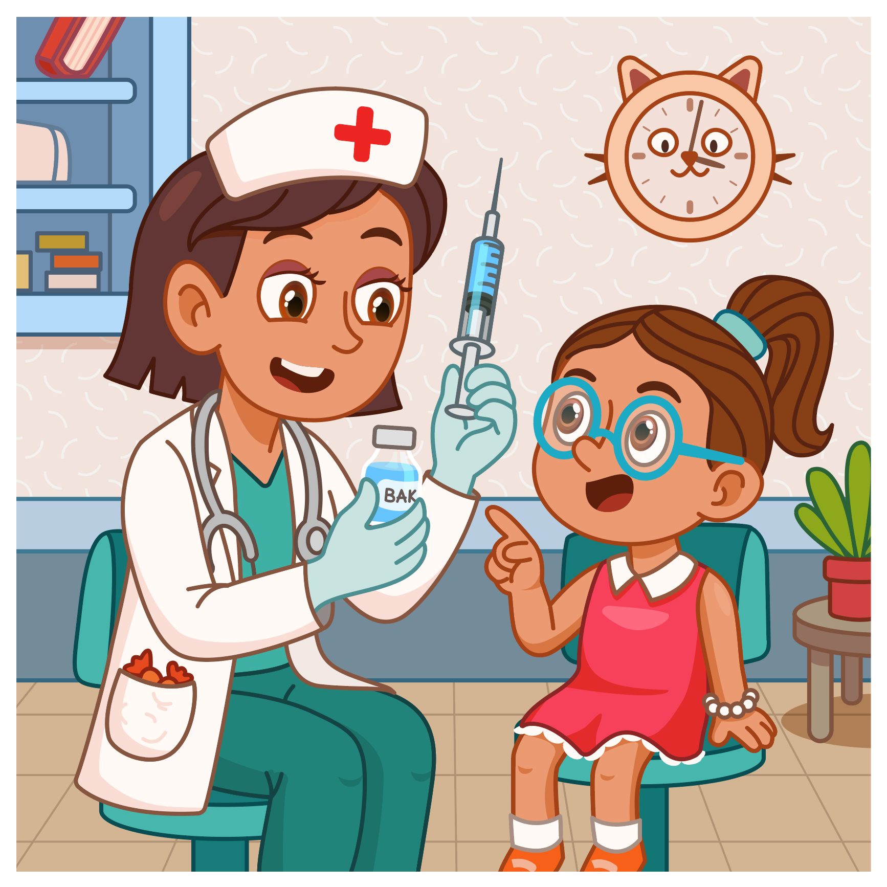 Illustrative and informative poster for hospitals, characters 2d book illustration character character design characterdesign children book illustration hospital illustration poster vaccine