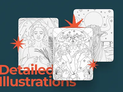 Detailed Zodiac Illustrations astrology book composition detailed illustration illustration line ornamental print zodiac