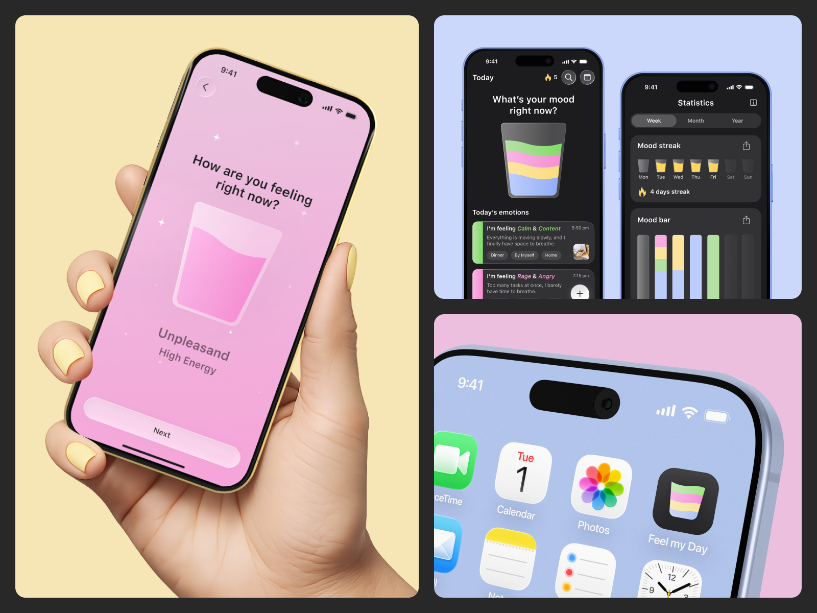 Mood Tracker - Mobile app IOS ai app icon app store chat design graphic design health healthcare healthcare mobile app illustration interface ios ios app liquid glass mobile app mood tracker mvp ui ux uxui