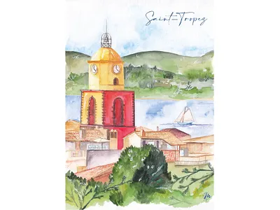 Saint-Tropez // Illustration aquarelle drawing illustration