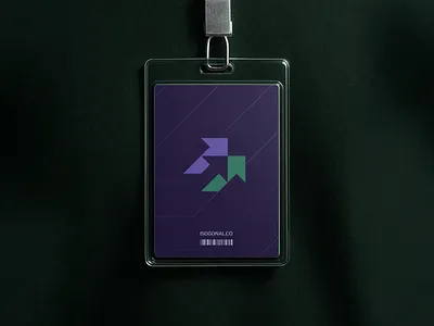 Brand design — Isogonal badge branding crypto fintech logo mockup tech