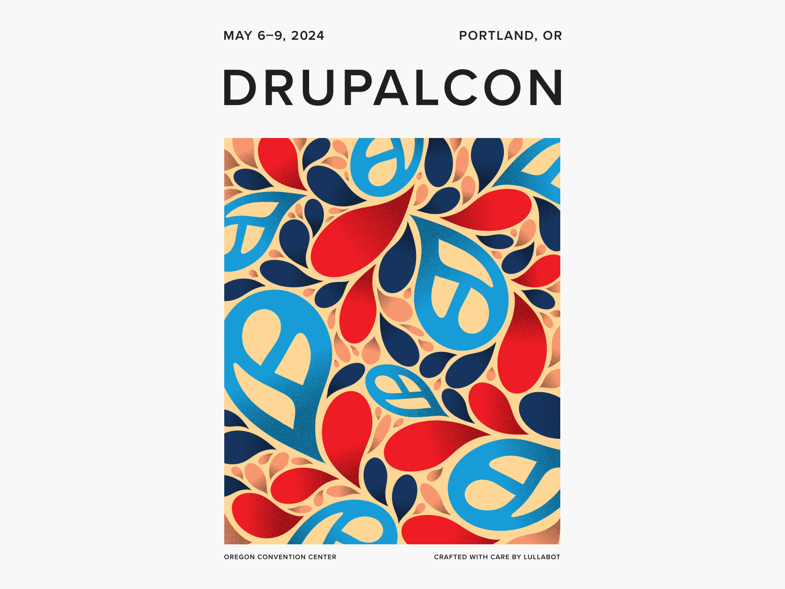 Drupalcon Portland Poster apparel design branding conference design drupal drupalcon floral grain graphic design illustration pattern portland poster poster design print design retro traditional design vector