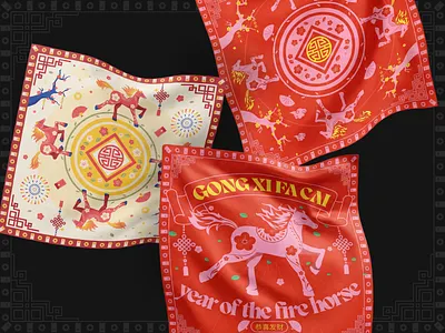 Gong Xi Fa Cai 2026 — The Rise of the Fire Horse branding chinese new year cultural design design festive design fire horse holiday campaign illustration pattern design poster design social media design textile design traditional pattern visual identity