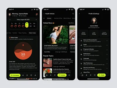 Fitness & Wellness App: Hydration Tracking & Health Insight app design digital health fitness habit habit tracker health tracker healthcare healthtech hydration tracker ios app mobile app mobile app fitness mobile app health tracker mobile app nutrition tracker nutrition product design tracker uiux wellness wellness app