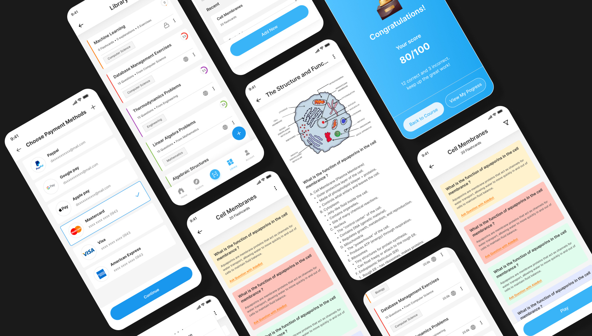 AI Study Helper App UI Kit ai app design ai learning platform ai study app ai tutor app app ui kit clean interface edtech app ui education app ui figma ui kit learning dashboard mobile app ui modern ui online learning productivity app progress tracking quiz generator smart notes student app design study helper app ui ux design