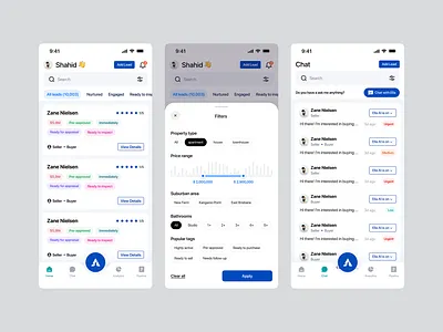 AgentAmp – Sales CRM Dashboard for Real Estate agents ai chat ai saas app design app ui app ui concept b2b app crm crm app design concept interface lead management app mobile app mobile app ui product design real estate real estate dashboard saas crm sales crm ui ux web app