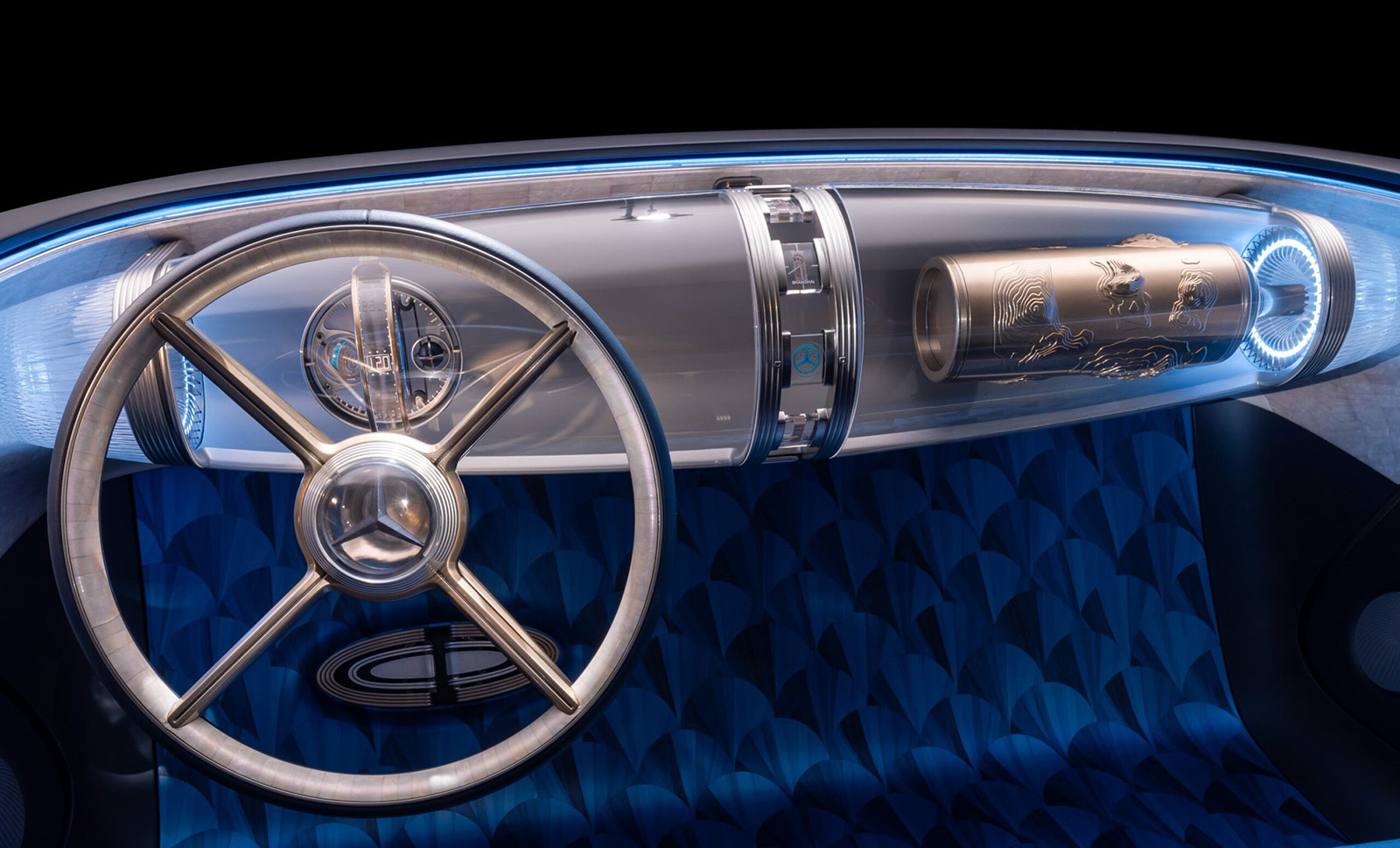 Mercedes Vision Iconic – Physical Map art deco concept car dashboard mercedes phygital physical map steam punk ux concept vision iconic