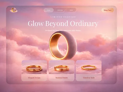 Elegant E-Commerce Website Design aesthetic ecommerce fashion glassmorphism gradient hero section landing page luxury luxury jewelry luxury brand minimal minimal design modern ui premium product design product showcase ui design uiux web design website design