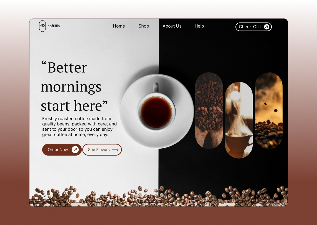 Coffee website UI design branding coffewebsite design ecommerce landingpage ui ux webdesign