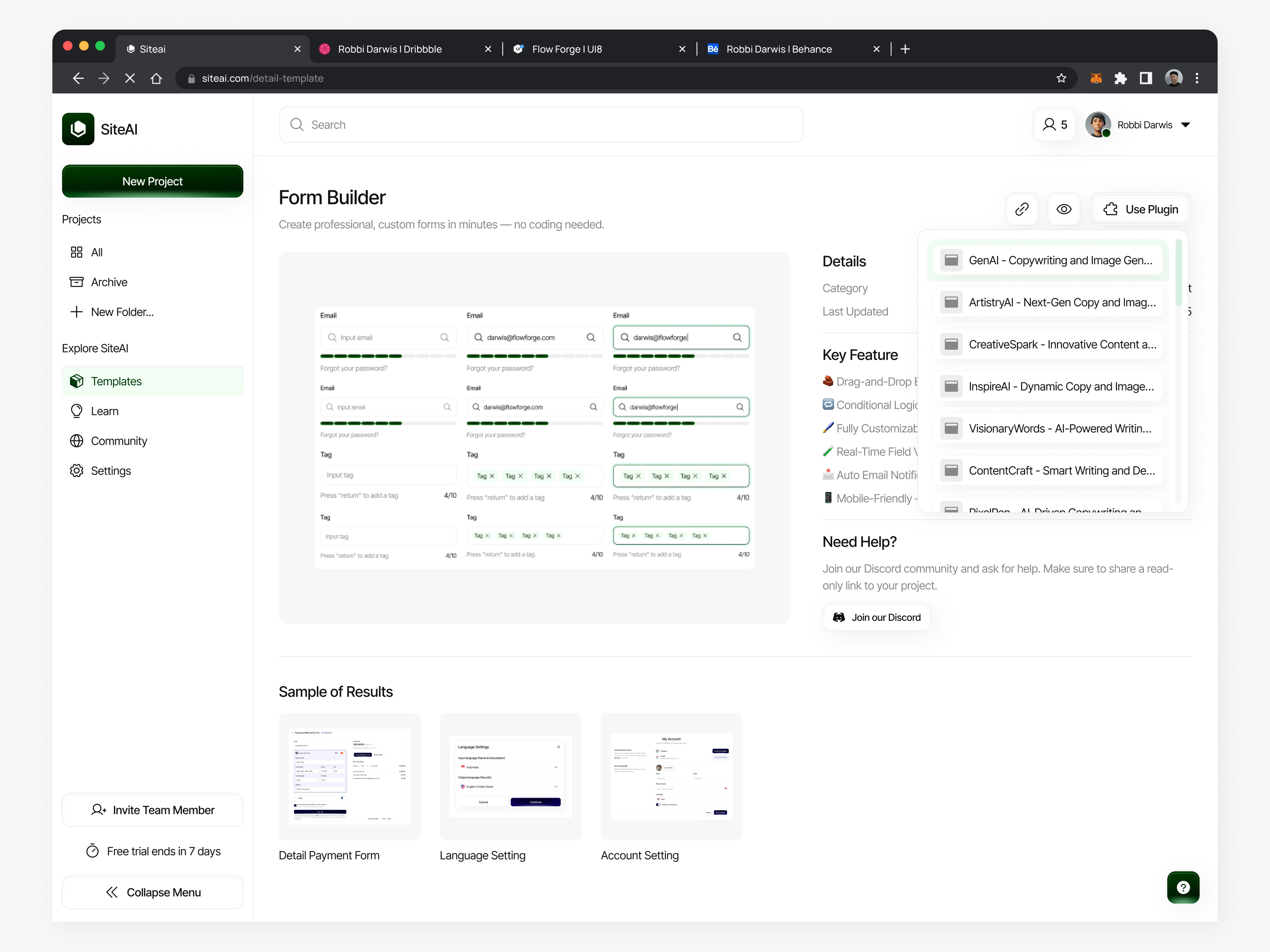 SiteAI - AI for Website Builder (Template or Plugins Detail) ai design platform ai website builder builder saas cms custom code design systems form builder landing page builder no code platform redesign responsive saas site settings sitemap builder template builder ui design website builder website creator platform website redesign wireframe builder