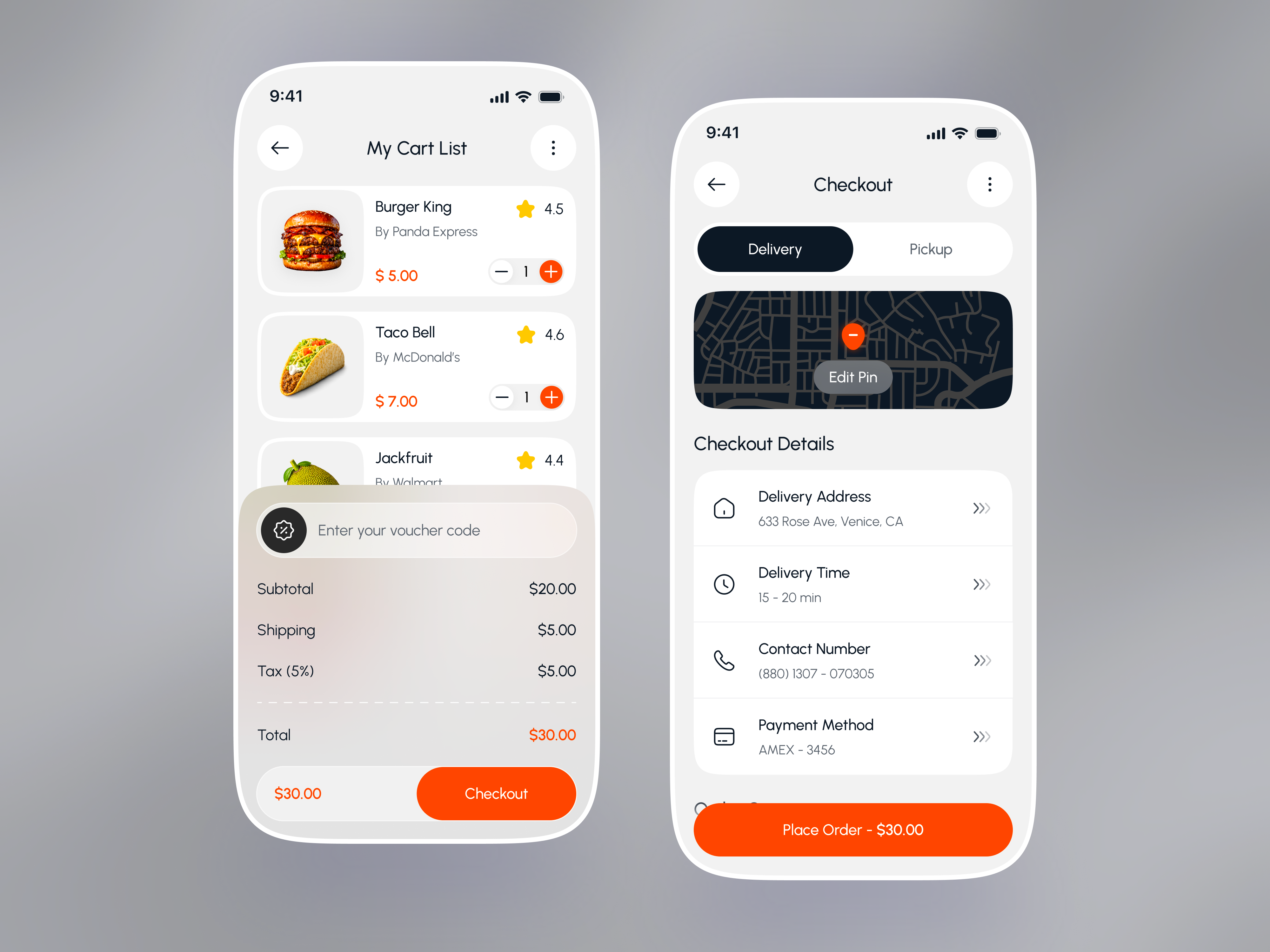 Checkout Page - Food Delivery Mobile App app ui cart screen checkout page clean design delivery app ecommerce app figma fintech ui food delivery app interaction design mobile app mobile ui modern ui online ordering order summary payment flow product design ui design user experience ux design