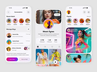 Social Media Mobile App UI - Modern Community Platform app ui chat ui community app live live streaming app mobile mobile app reels app social app social media social network stream streaming app