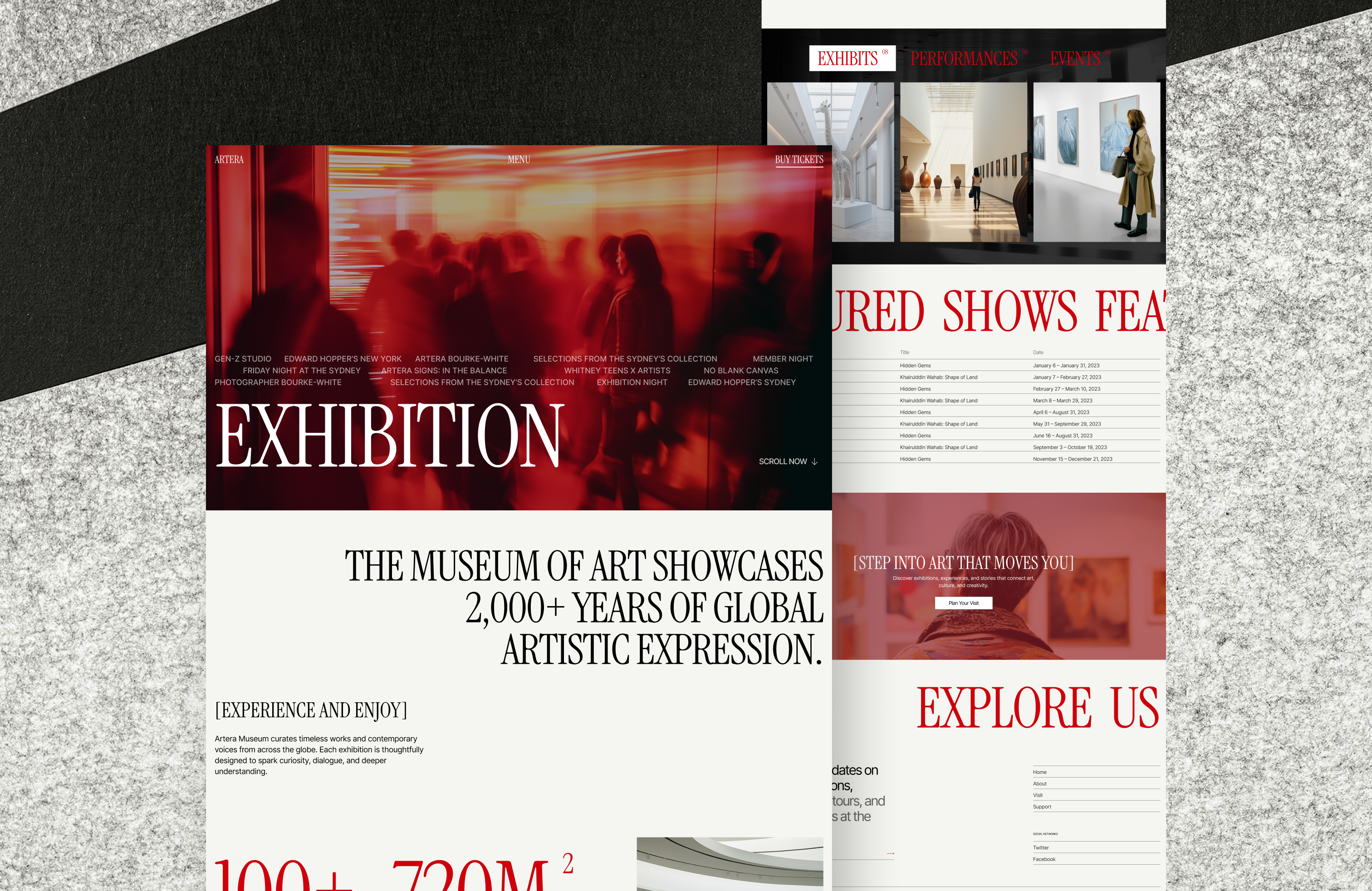 ARTERA – Exhibition Landing Page UI/UX Design art gallery art gallery landing page bold design bold landing page exhibition exhibition landing page figma landing page modern design museum landing page museum website typography ui uiux web design
