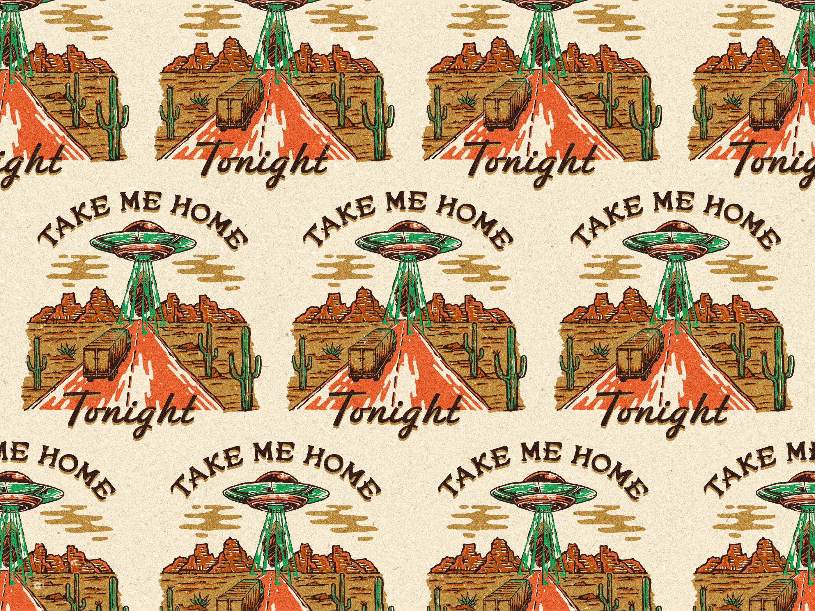 Take Me Home : Vintage Merch Illustration alienabduction apparel artwork branding desertvibes graphic design hand drawn illustration logo merch merchandise retrodesign retroillustration scifiart truck tshirt ufo vintage illustration vintage logo western