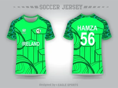 Ireland T20 Cricket Jersey Vector Design Template branding cricket kit design graphic design illustration irleland cricket logo shirt mockup ui ux vector vector design vectorsarena world cup kit