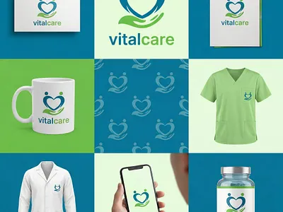 VitalCare Healthcare Brand Identity green