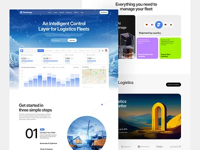 FleetPulse-Smart Logistics & Fleet Management Landing page corporate website landing page minimal ui modern ui saas website tech website ui website design