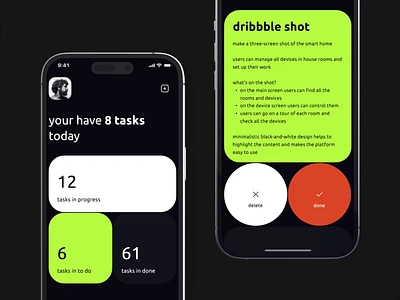 Task Manager Mobile IOS App android animation app app design calendar dark theme dashboard design ios manager mobile mobile app mobile ui motion online productivity projectmanagement task ui ux