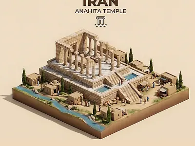 ANAHITA TEMPLE - IRAN - KERMANSHAH 3d animation graphic design illustration iran kermanshah motion graphics