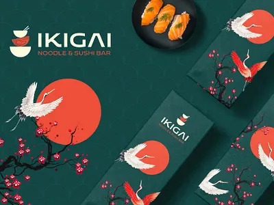 Branding & Identity Design concept for Ikigai Noodle & Sushi Bar branding graphic design illustration logo packaging design