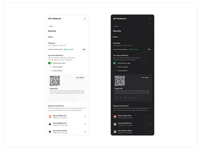 Security — Untitled UI 2fa form mobile settings preferences product design security settings ui design