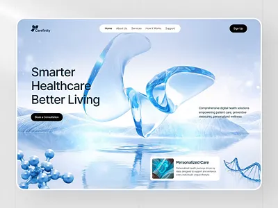 Carefinity - Healthcare Website Design ai healthcare interface animation clean web design digital healthcare platform healthcare website design healthtech landing page landing page medical saas ui ux design modern medical website preventive care platform product design saas healthcare design smart healthcare web design ui design ux design web web design website design