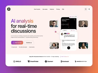 AI SaaS Landing Page Design ai design business website clean design convertion design digital product interface design landing page modern ui product design saas saas design startup design tech startup ui design ux design web design web ui website design