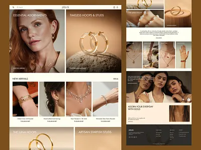 JOLIS — Jewelry E-commerce Website UI ecommerce design fashion ecommerce header hero section hop interface design jewelry jewelry e commerce jewelry website landing page luxury brand minimal online store premium design shopping ui design ux design web web design website design