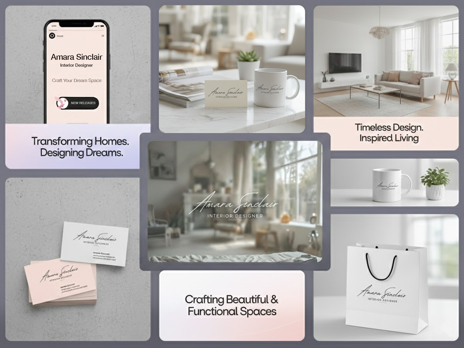 Elegant Calligraphy Logo for Interior Design Studio boutique branding branding inspiration calligraphy branding creative logo custom logo design studio logo elegant logo feminine branding high end branding interior designer logo logo presentation luxury interior minimal design modern identity personal brand premium logo script typography serif pairing typography logo visual identity