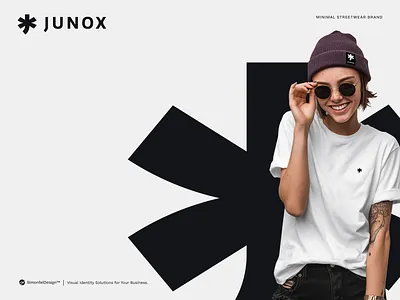 JUNOX Logo Design for Minimal Streetwear Brand black and white branding cool fashion grunge logomark minimal minimalist modern monogram neutral outfit simple skateboard skater streetwear urban urban fashion
