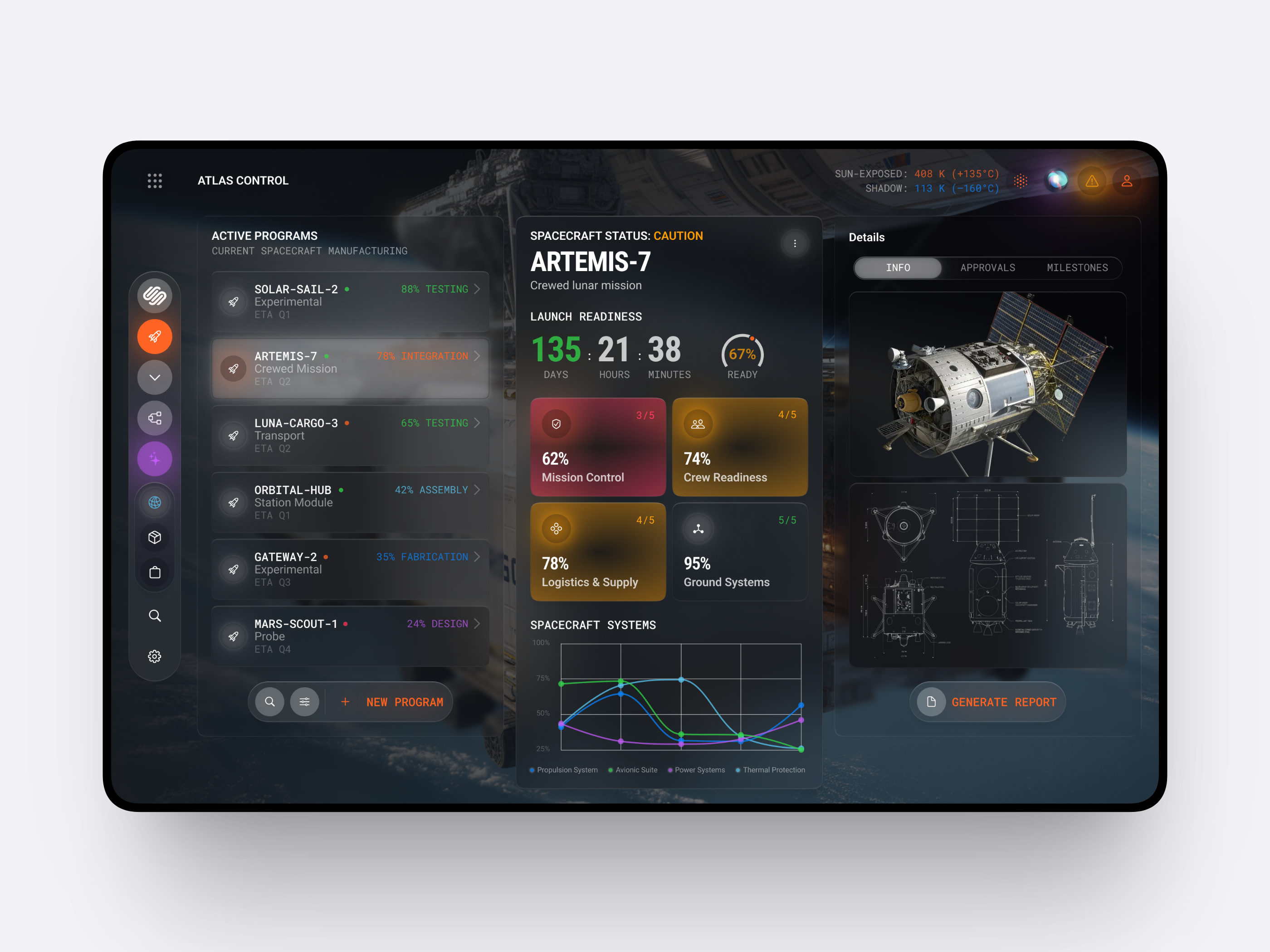 SRM Dashboard Web App Concept Design ai dashboard ai interface analytics ui control panel dark ui dashboard ui data visualization design system enterprise saas futuristic ui high fidelity ui interaction design manufacturing system motion ready product design sci fi ui space tech supply chain platform uiux design web app design