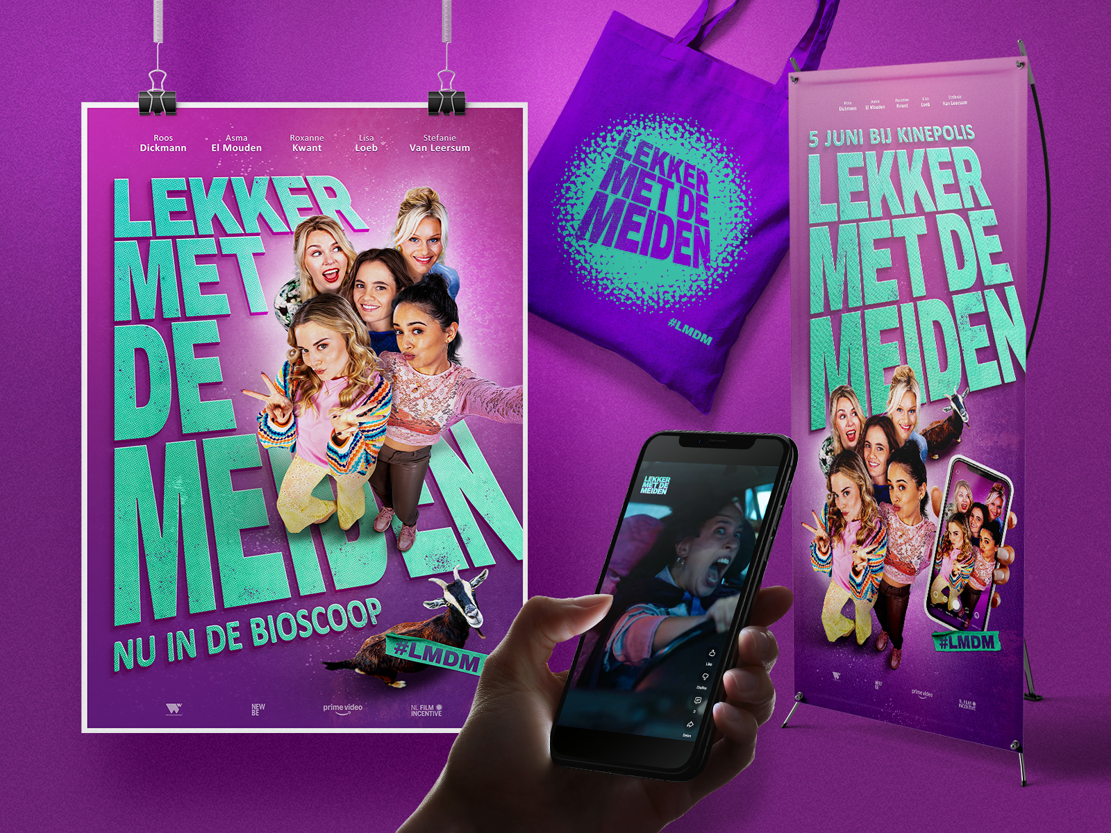 Lekker met de meiden - Movie Promotional Designs anna keimpema asma el mouden bachelor party bioscoop cinem comedy dutch movie film girls komedie film lekker met de meiden lelystad lisa loeb maurits spijkerman nederlandse komedie film pathe prime video roos dickmann stefanie van leersum
