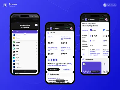 Crypsters: Open Exchange Page Mobile Design card compare crypsters crypto cryptocurrency design exchange interface light list mobile platform pop up ui ui ux ux